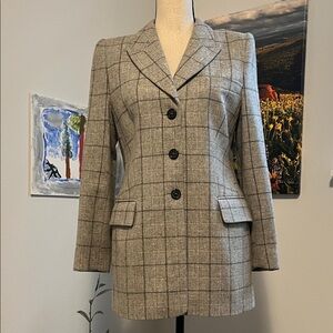 Escada Plaid Wool Blazer